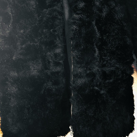 Zara Trf Outerwear Fuzzy Faux Fur Collarless Zip Front Coat in Black Size S EUC - Picture 11 of 16